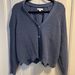 LC Blue Crop Button Up